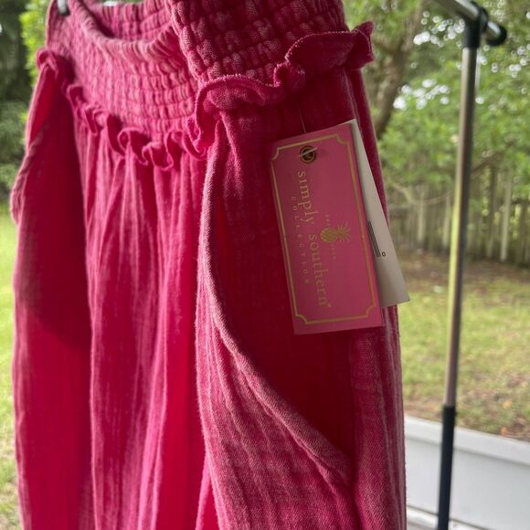 Simply Southern SZ XL  Pink Wide Leg Pants Women’s Pockets Gauzy Cool Comfort - Picture 6 of 9